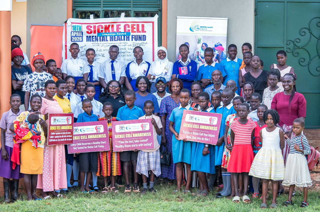 Participants gather with awareness signs at the Sickle Cell Mental Health Fund launch on 18 April 2026.